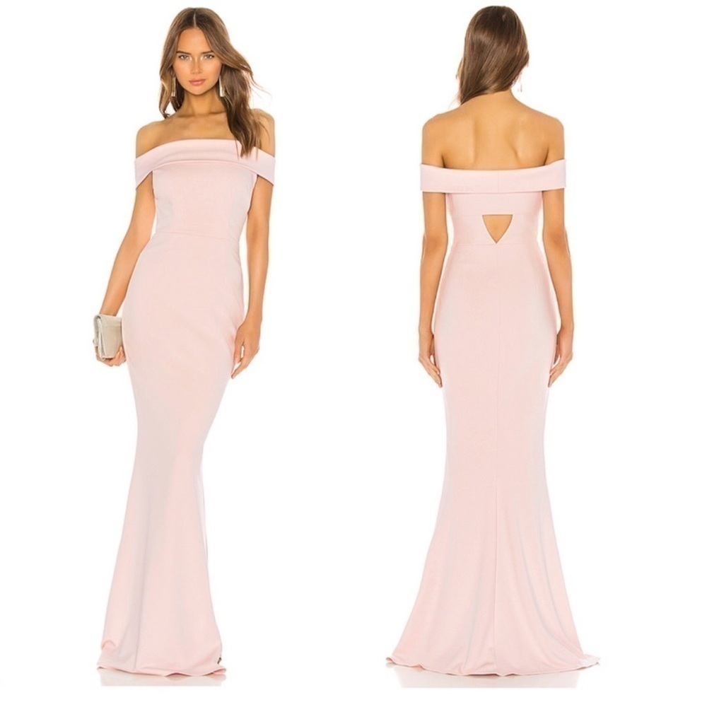 Katie May Blush Pink Off-Shoulder Gown